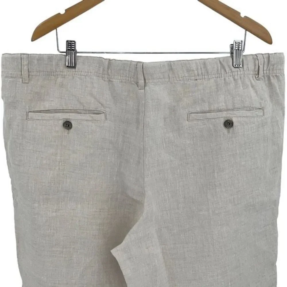 Tasso Elba Mens Linen Drawstring Casual Trouser Pants Tan Size XXL‎